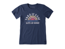 Life is Good Women's Crusher Lite Tee - Take It Easy Rainbow Waves