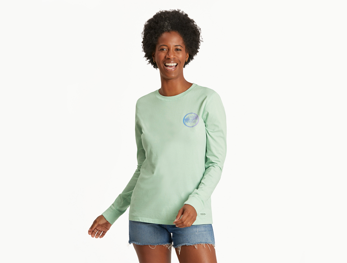 Life is Good Women's Long Sleeve Crusher Lite - Retro Palms