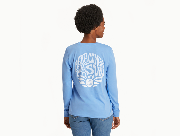 Life is Good Women's Long Sleeve Crusher Lite - Trippy Here Comes the Sun