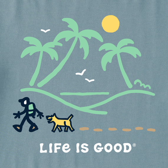 Life is Good Men's Crusher Tee - Hiking Along the Shore