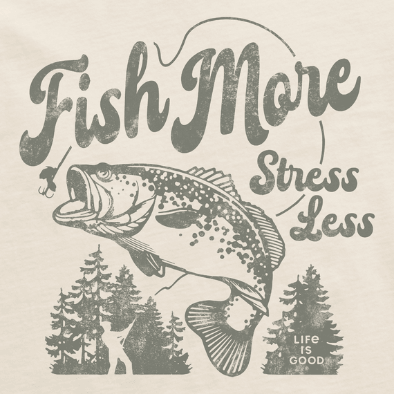 Life is Good Men's Crusher Tee - Fish More Stress Less Bass