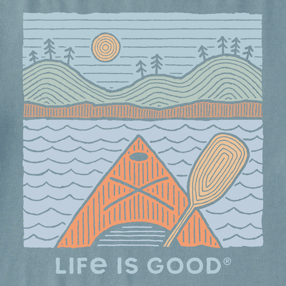 Life is Good Men's Crusher Tee - Woodblock Kayak