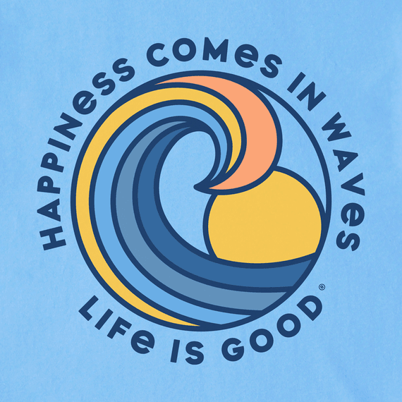 Life is Good Men's Crusher Lite Tee - Happiness Comes in Waves Spectrum