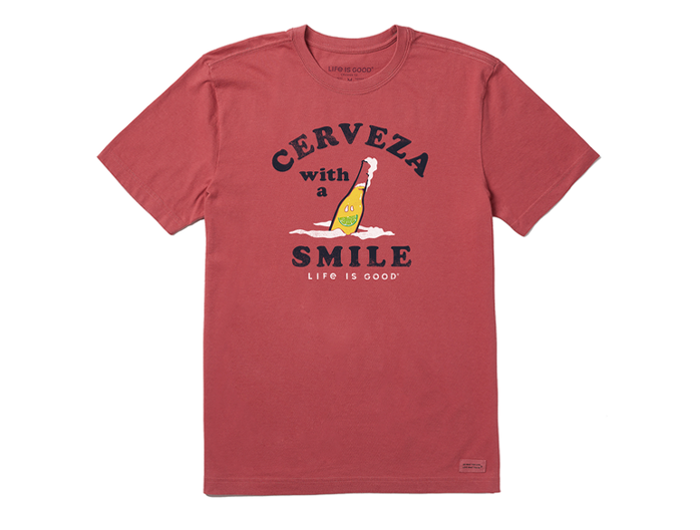 Life is Good Men's Crusher Lite Tee - Cerveza with a Smile