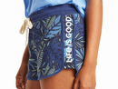 Life is Good Women's Simply True Fleece Short - Tropical Palm Print