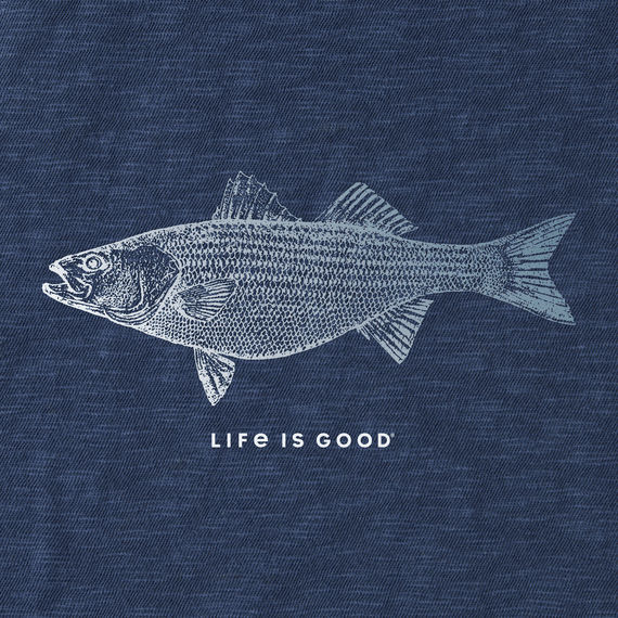 Life is Good Men's Textured Slub Tee - Detailed Striped Bass