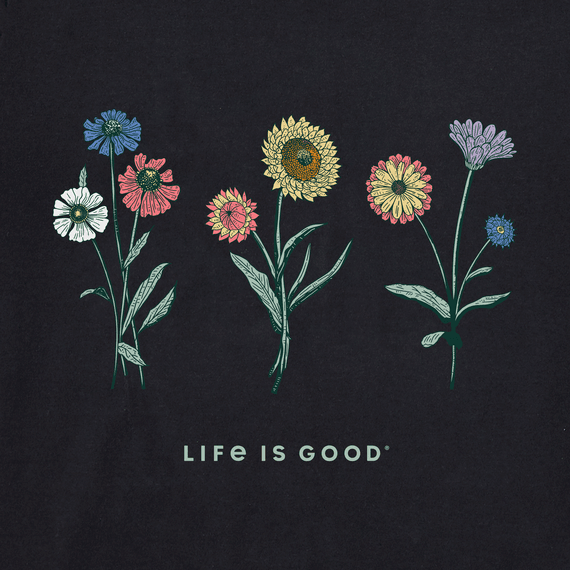 Life is Good Women's Long Sleeve Hooded Crusher Lite Tee - Botanical Flowers