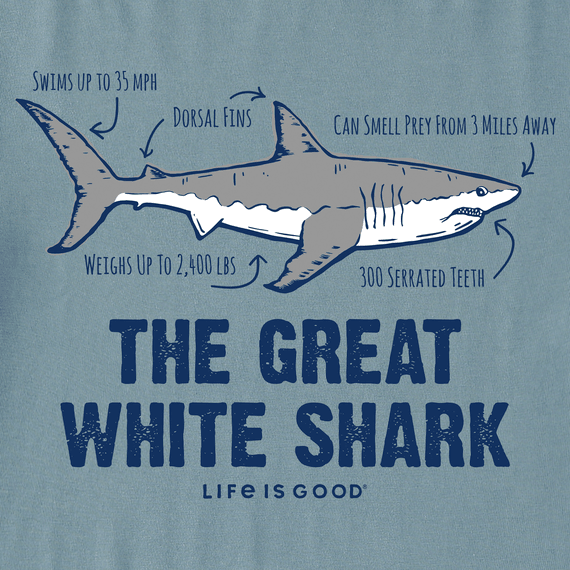 Life is Good Kids' Crusher Tee - The Great White Shark