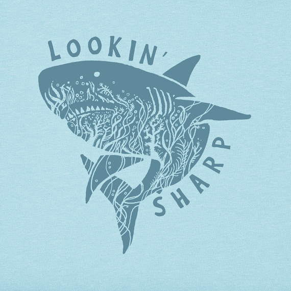 Life is Good Kid's Long Sleeve Hooded Crusher Tee - Lookin' Sharp Shark