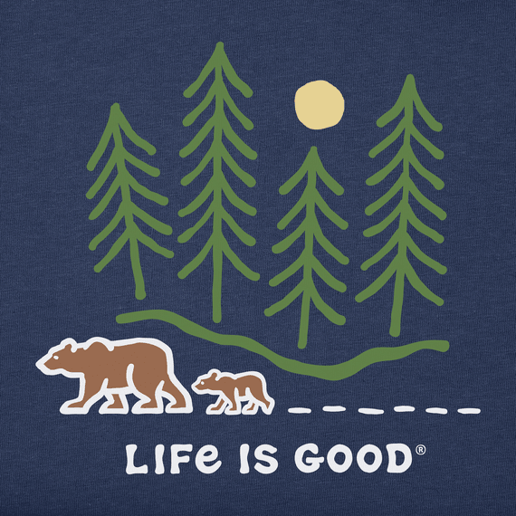 Life is Good Kid's Long Sleeve Hooded Crusher Tee - Bears Walking Through Woods