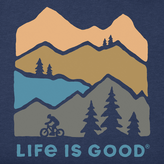 Life is Good Men's Crusher Lite Tee - Mountain Bike Landscape Silhouette