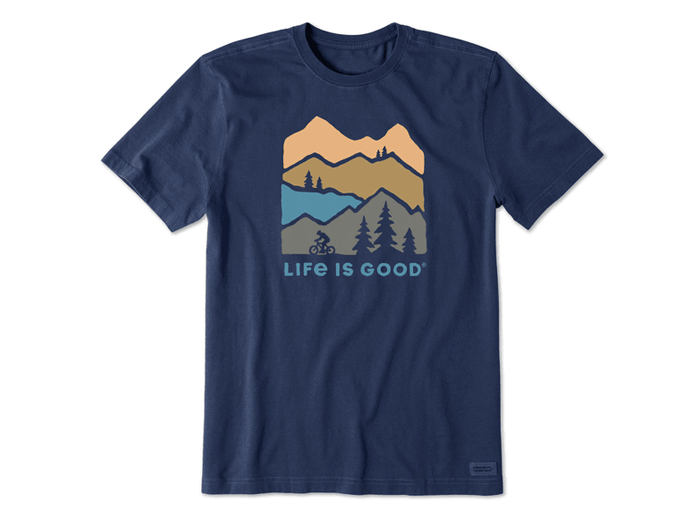 Life is Good Men's Crusher Lite Tee - Mountain Bike Landscape Silhouette