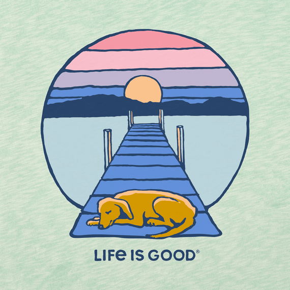 Life is Good Women's Textured Slub Tank - Dock Dog Sunset