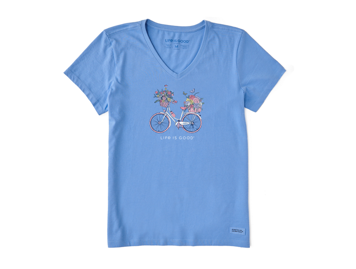 Life is Good Women's Crusher Vee - Bike Flower Baskets