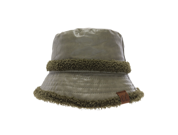 C.C Women's Faux Leather Shearling Bucket Hat