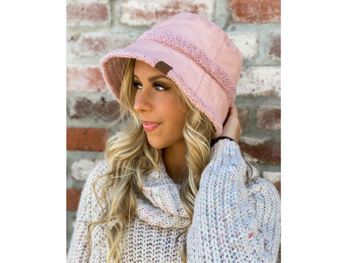 C.C Women's Faux Leather Shearling Bucket Hat
