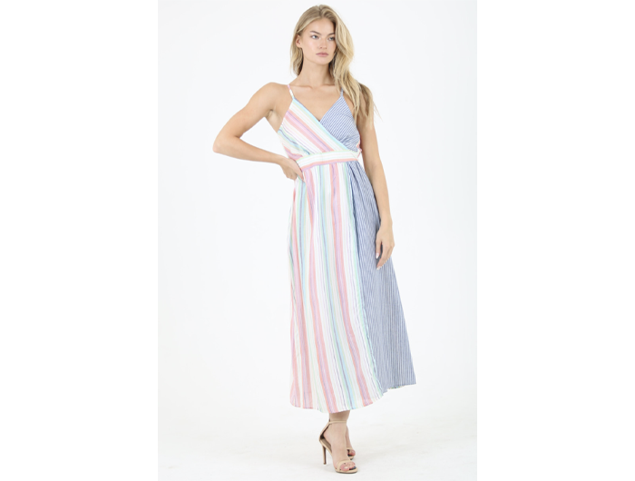 Angie Women's Pattern Mix Wrap Maxi Dress