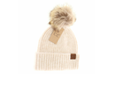 C.C Women's Soft Ribbed Faux Fur Pom Beanie
