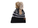 C.C Fair Isle Print Faux Fur Pom Beanie