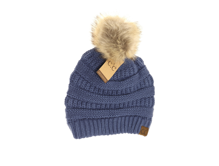 C.C Women's Fur Pom Beanie