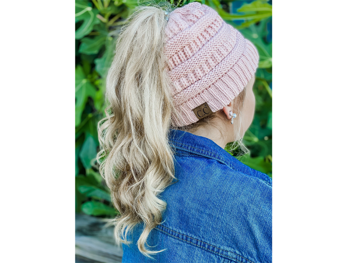 C.C Women's Solid Classic Beanie Tail
