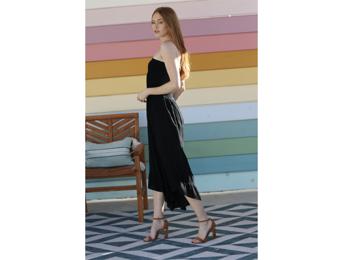 Angie Women's Smocked Top Angle Hem Jumpsuit