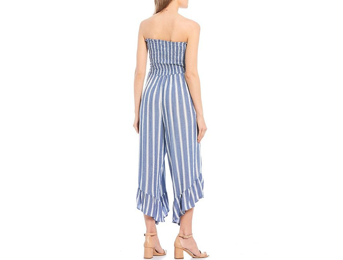 Angie Women's Smocked Top Angle Hem Jumpsuit
